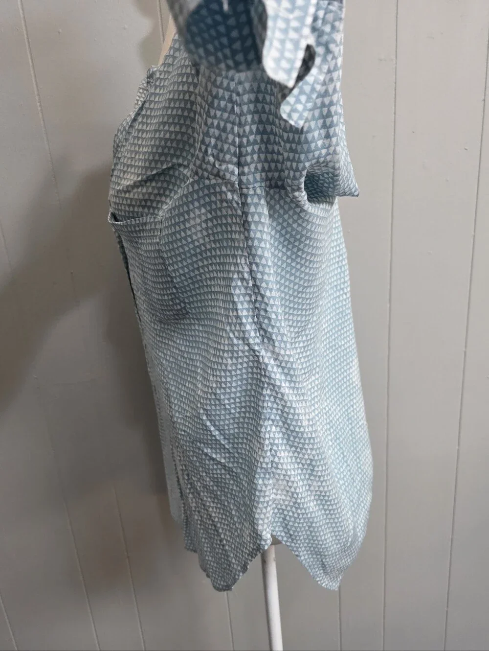 Lou & Grey Blue And White Geometric Print Button Top Size M - Picture 7 of 11